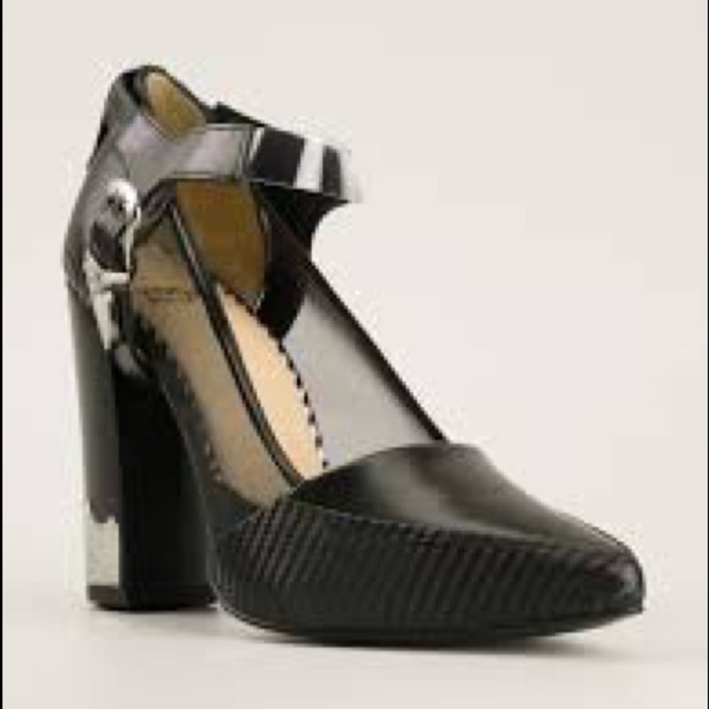 Toga Pulla Paneled Mesh Mary Jane Black Pumps 38